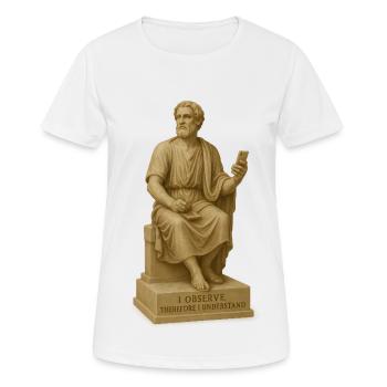 Antiker Philosophenstatue mit Smartphone - Frauen T-Shirt atmungsaktiv - Weiß - Vorne - AI Model Female 172 dark (172cm)