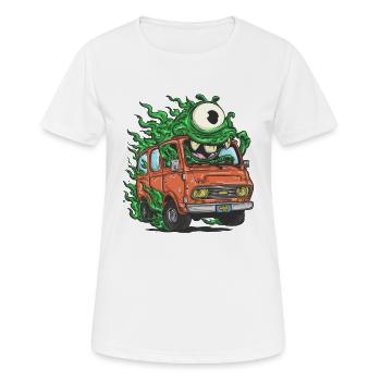 Monstre vert dans un fourgon rétro - T-shirt respirant Femme - blanc - Devant - AI Model Female 172 dark (172cm)