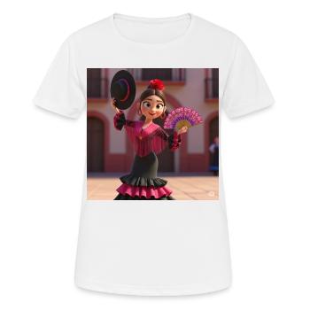 Flamenco mit Kunst - Frauen T-Shirt atmungsaktiv - Weiß - Vorne - AI Model Female 172 dark (172cm)