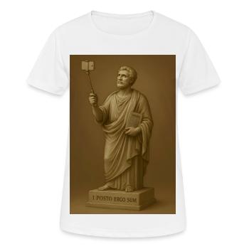 Barocker Philosoph mit Selfie-Stick - Frauen T-Shirt atmungsaktiv - Weiß - Vorne - AI Model Female 172 dark (172cm)
