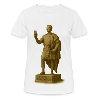 Antiker Philosophieroboter mit Smartphone - Frauen T-Shirt atmungsaktiv - Weiß - Vorne - AI Model Female 172 dark (172cm)