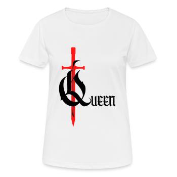 Gothique Queen Design avec épée avec texte noir - T-shirt respirant Femme - blanc - Devant - AI Model Female 172 dark (172cm)