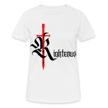 Conception gothique vertueuse avec épée avec texte noir - T-shirt respirant Femme - blanc - Devant - AI Model Female 172 dark (172cm)