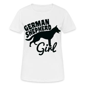 Deutscher Schäferhund Mädchen - Frauen T-Shirt atmungsaktiv - Weiß - Vorne - AI Model Female 172 dark (172cm)