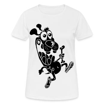 Staffellauf für einen schwarzen Hund - Frauen T-Shirt atmungsaktiv - Weiß - Vorne - AI Model Female 172 dark (172cm)