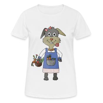 Hase mit Karotten im Korb - Frauen T-Shirt atmungsaktiv - Weiß - Vorne - AI Model Female 172 dark (172cm)