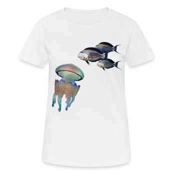 Qualle - Frauen T-Shirt atmungsaktiv - Weiß - Vorne - AI Model Female 172 dark (172cm)