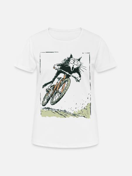 T Shirt Design Bike Cat - Frauen T-Shirt atmungsaktiv - Weiß