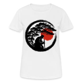 Enso Samurai Meditation with Red Sun - Women's Breathable T-Shirt - white - Front - AI Model Female 172 dark (172cm)