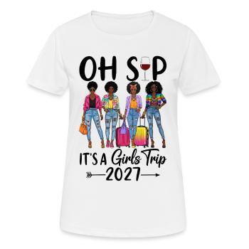 Femmes de voyage élégantes 2027 avec des tenues colorées - T-shirt respirant Femme - blanc - Devant - AI Model Female 172 dark (172cm)