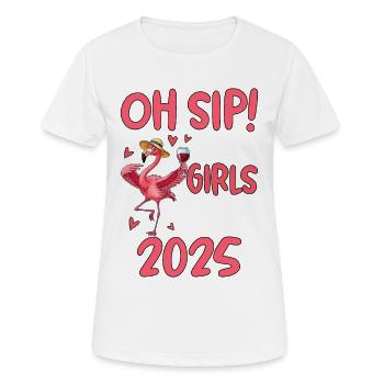 Voyage Femme Flamingo avec Vin 2025 - T-shirt respirant Femme - blanc - Devant - AI Model Female 172 dark (172cm)