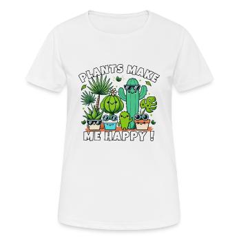 Joyeux joyeux Cactus Plantes Lunettes de soleil Kawaii - T-shirt respirant Femme - blanc - Devant - AI Model Female 172 dark (172cm)