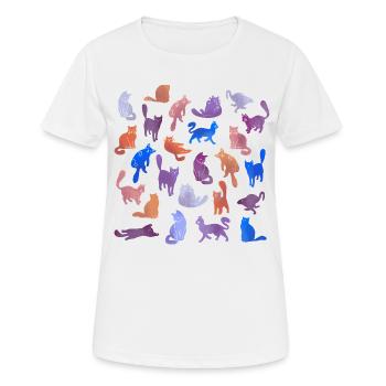 Farbenfrohe Katzen Silhouetten - Frauen T-Shirt atmungsaktiv - Weiß - Vorne - AI Model Female 172 dark (172cm)