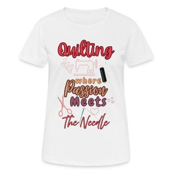 Passionate Quilting Heart Design - Women's Breathable T-Shirt - white - Front - AI Model Female 172 dark (172cm)