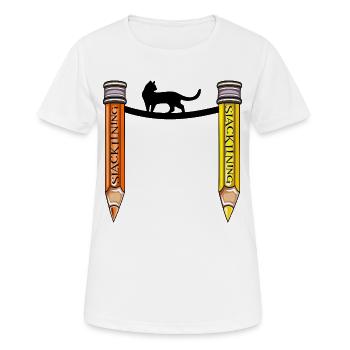 AUSBALANCIERENDES SLACKLINEN CAT - Frauen T-Shirt atmungsaktiv - Weiß - Vorne - AI Model Female 172 dark (172cm)