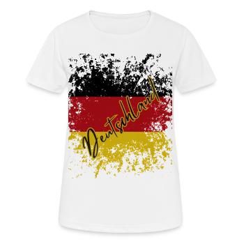 Deutsche Grunge-Flagge, deutscher Stolz - Frauen T-Shirt atmungsaktiv - Weiß - Vorne - AI Model Female 172 dark (172cm)