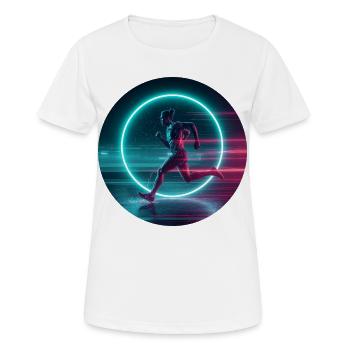 Silhouette lumineuse de course au néon - T-shirt respirant Femme - blanc - Devant - AI Model Female 172 dark (172cm)