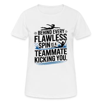 Behind Every Flawless Spin Swimming Teammate  - Women's Breathable T-Shirt - white - Front - AI Model Female 172 dark (172cm)