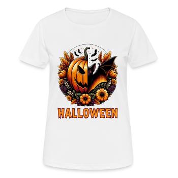 Spooky Pumpkin Hollow Halloween Design - Women's Breathable T-Shirt - white - Front - AI Model Female 172 dark (172cm)