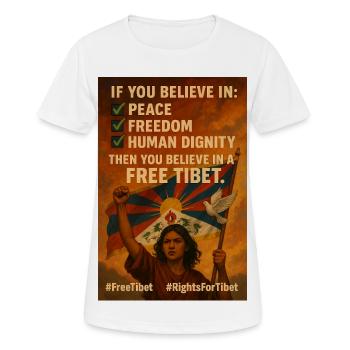 Tibetischer Volksmarsch für die Freiheit - Frauen T-Shirt atmungsaktiv - Weiß - Vorne - AI Model Female 172 dark (172cm)