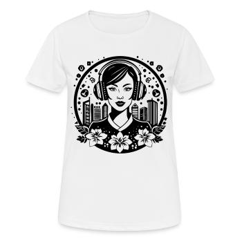 Streetwear – woman, headphones, hip-hop, cool - Women's Breathable T-Shirt - white - Front - AI Model Female 172 dark (172cm)