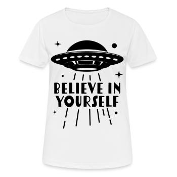 an sich selbst glauben - Frauen T-Shirt atmungsaktiv - Weiß - Vorne - AI Model Female 172 dark (172cm)
