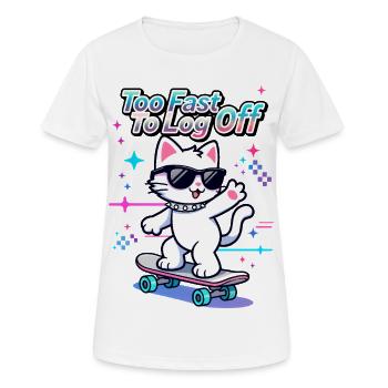 🐱 Chat patineur avec des lunettes - Trop rapide pour se déconnecter - T-shirt respirant Femme - blanc - Devant - AI Model Female 172 dark (172cm)