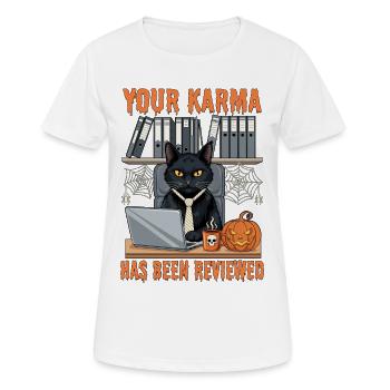 Cat Pumpkin Halloween Office Humor - Women's Breathable T-Shirt - white - Front - AI Model Female 172 dark (172cm)