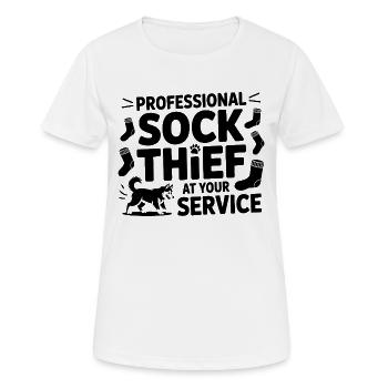 Professional Sock Thief Dog Lover - Women's Breathable T-Shirt - white - Front - AI Model Female 172 dark (172cm)