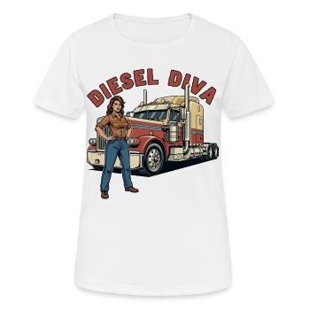 Diesel Diva - Frauen T-Shirt atmungsaktiv - Weiß - Vorne - AI Model Female 172 dark (172cm)