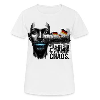 Wir sehen nur noch Chaos. - Frauen T-Shirt atmungsaktiv - Weiß - Vorne - AI Model Female 172 dark (172cm)