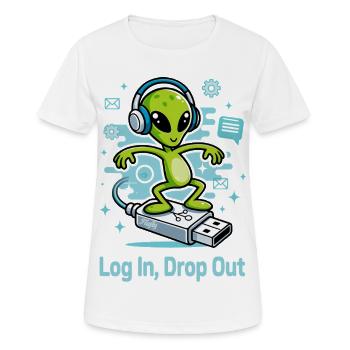 👽 Alien sur l’USB Surf - T-shirt respirant Femme - blanc - Devant - AI Model Female 172 dark (172cm)