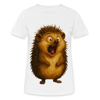 Funny Cartoon Hedgehog Surprised Animal Motif - Women's Breathable T-Shirt - white - Front - AI Model Female 172 dark (172cm)