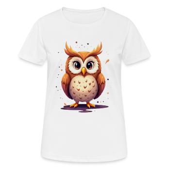 Niedliche Eule mit großen Augen - Frauen T-Shirt atmungsaktiv - Weiß - Vorne - AI Model Female 172 dark (172cm)