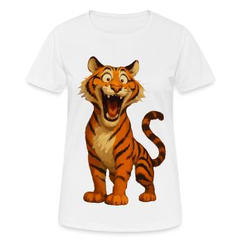 Funny Cartoon Tiger – Funny Comic - Women's Breathable T-Shirt - white - Front - AI Model Female 172 dark (172cm)