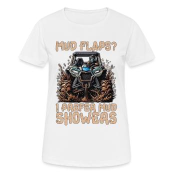 Garde-boue de course de boue Je préfère l’amateur de boue - T-shirt respirant Femme - blanc - Devant - AI Model Female 172 dark (172cm)