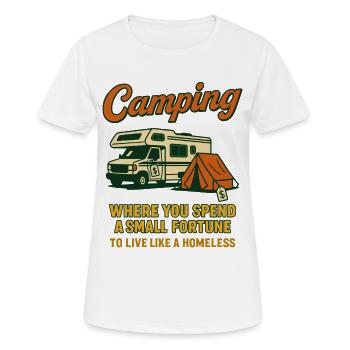 Camping amusant où dépenser une petite fortune - T-shirt respirant Femme - blanc - Devant - AI Model Female 172 dark (172cm)