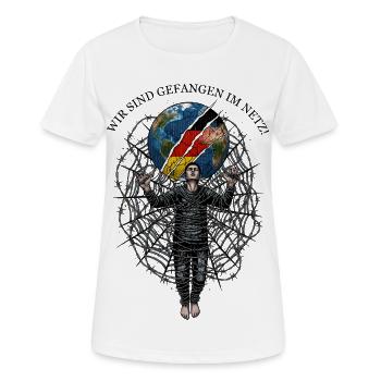 World in a crack with cobweb and man - Women's Breathable T-Shirt - white - Front - AI Model Female 172 dark (172cm)