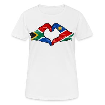 Südafrika Namibia Flagge Herz used - Frauen T-Shirt atmungsaktiv - Weiß - Vorne - AI Model Female 172 dark (172cm)