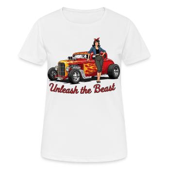 Rostiges Hot Rod mit Weiblicher Begleitung - Frauen T-Shirt atmungsaktiv - Weiß - Vorne - AI Model Female 172 dark (172cm)