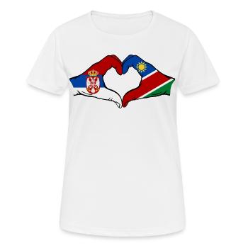 Serbie Namibie Drapeau Coeur - T-shirt respirant Femme - blanc - Devant - AI Model Female 172 dark (172cm)