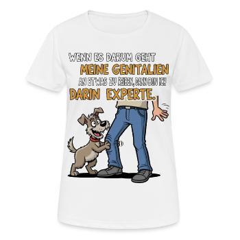 Reib-Experte Hund - Frauen T-Shirt atmungsaktiv - Weiß - Vorne - AI Model Female 172 dark (172cm)