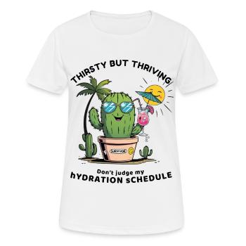Sommerkaktus – Durstig, aber voller Leben - Frauen T-Shirt atmungsaktiv - Weiß - Vorne - AI Model Female 172 dark (172cm)