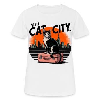 Le chat en ville - T-shirt respirant Femme - blanc - Devant - AI Model Female 172 dark (172cm)