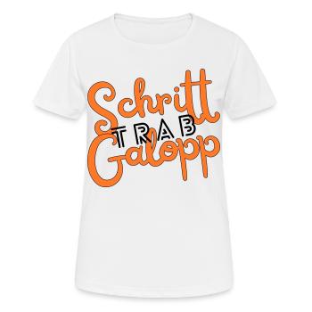 Au pas, au trot, au galop - T-shirt respirant Femme - blanc - Devant - AI Model Female 172 dark (172cm)