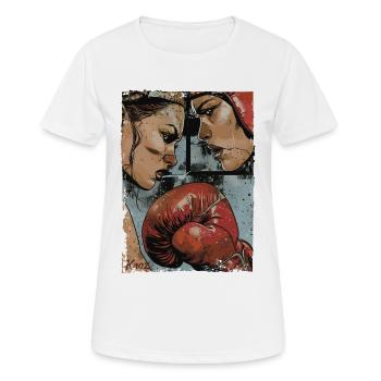 Intensives Boxer Clash Kunstwerk - Frauen T-Shirt atmungsaktiv - Weiß - Vorne - AI Model Female 172 dark (172cm)