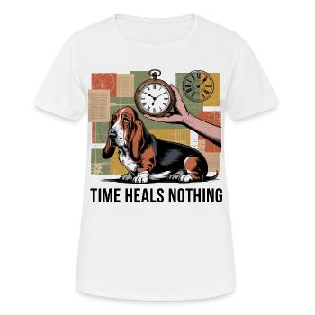 Basset intemporel - T-shirt respirant Femme - blanc - Devant - AI Model Female 172 dark (172cm)