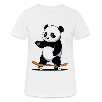 Ours câlin Panda sur planche à roulettes - T-shirt respirant Femme - blanc - Devant - AI Model Female 172 dark (172cm)