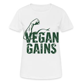 Vegan Gains Vegan Fitness Bodybuilding - Women's Breathable T-Shirt - white - Front - AI Model Female 172 dark (172cm)