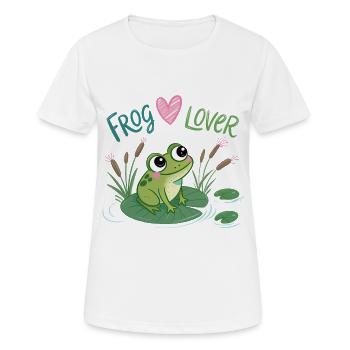 Frog Amoureux sur Nénuphar - T-shirt respirant Femme - blanc - Devant - AI Model Female 172 dark (172cm)